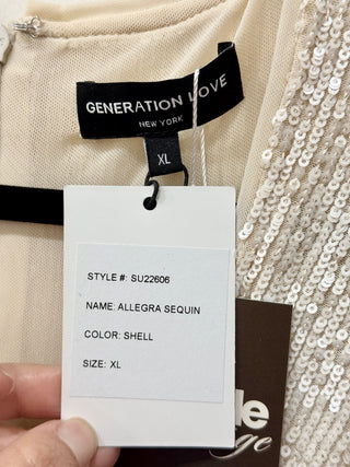 NWT Generation Love Allegra Sequin V-Neck Short Romper Shell Women's Size XL