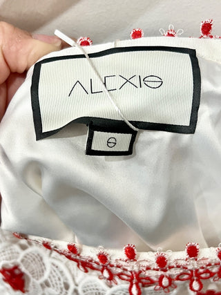 Alexis Red and White Crochet Sleeveless Top, S