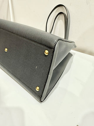 Fendi 2Jours Gray Textured Leather Double Shoulder Top Handle Handbag