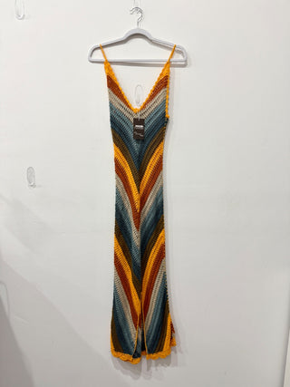 Free People crochet sleeveless long dress, XS