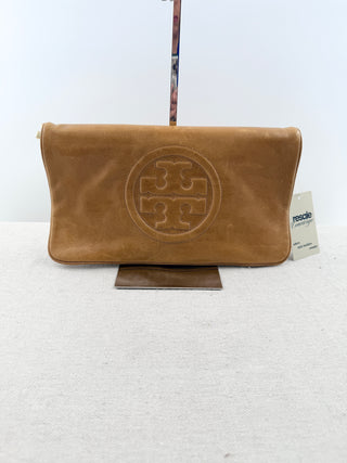 Tory Burch large flap leather clutch bag