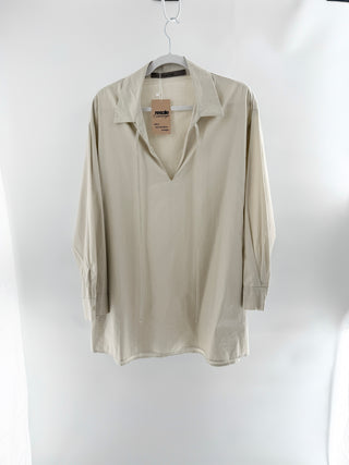 Enza Costa 100% Cotton Long Sleeve Oversized Mini T-Shirt Dress Beige Women's 0