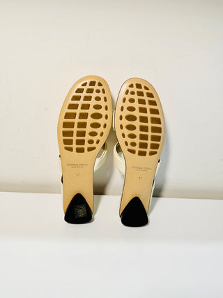 NWT Bottega Veneta The Band Leather Flat Slide Sandals Cream Women's Size EU 37