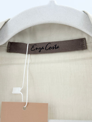 Enza Costa 100% Cotton Long Sleeve Oversized Mini T-Shirt Dress Beige Women's 0
