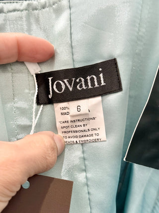 NWT Jovani Strapless Sweetheart Formal Silk Gown Maxi Dress Brown/Blue/Black 6