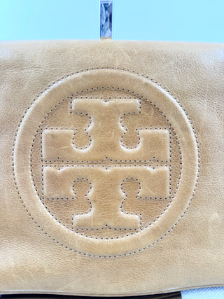 Tory Burch large flap leather clutch bag