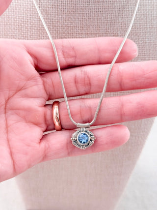 Lagos sterling silver necklace with blue topaz pendant