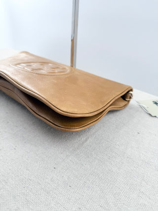 Tory Burch large flap leather clutch bag