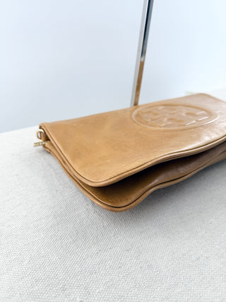 Tory Burch large flap leather clutch bag
