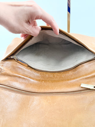 Tory Burch large flap leather clutch bag