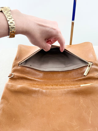 Tory Burch large flap leather clutch bag
