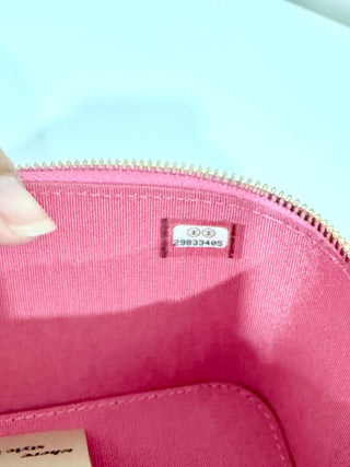 Chanel Caviar Quilted Small Vanity Case Crossbody Bag With Chain Pink