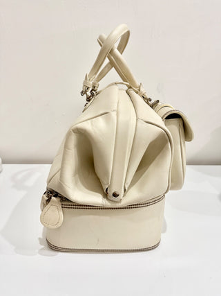 Christian Dior Leather Large Detective Gaucho Saddle Handbag Cream