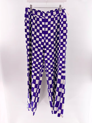 Farm Rio Blue Dream Checkered Short Sleeve Shirt & Pants Set, Shirt - M / Pants - L