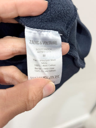 Zadig & Voltaire Rue Cambon Crew Neck Distressed Graphic Sweatshirt Navy/White M