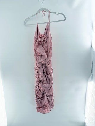 For Love & Lemons halterneck ruched midi dress, S