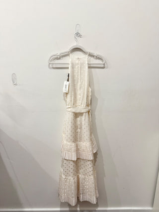 NWT Zimmermann Sleeveles Pleated Picnic Tiered Midi Dress Cream Women's Size 0