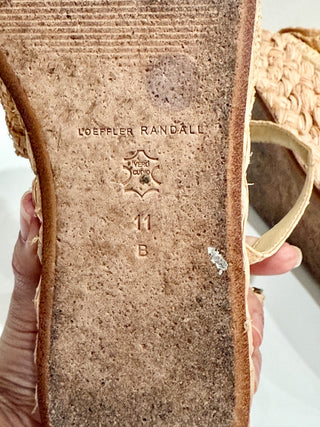 Loeffler Randall Gaby Pleated Bow Braided Espadrilles Sandals Natural Size 11