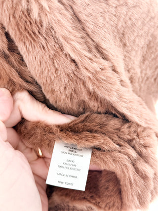 Tularosa faux leather aviator jacket featuring soft faux shearling collar, zip-front closure. front slip pockets, and ribbed hem and cuffs, S
