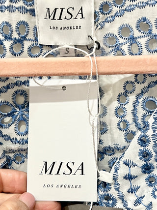 Misa Blue and White Set eyelet Shorts and Top, S