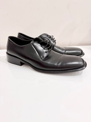 Gucci Leather Lace-Up Block Heel Derby Formal Dress Shoes Black Men's Size 11D