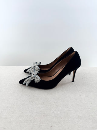 Kurt Geiger velvet pumps with crystal bow, 40