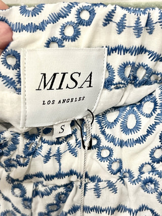 Misa Blue and White Set eyelet Shorts and Top, S