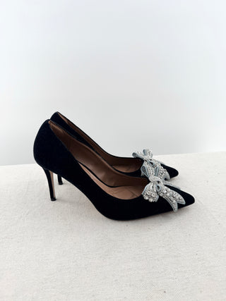 Kurt Geiger velvet pumps with crystal bow, 40