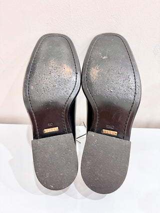 Gucci Leather Lace-Up Block Heel Derby Formal Dress Shoes Black Men's Size 11D