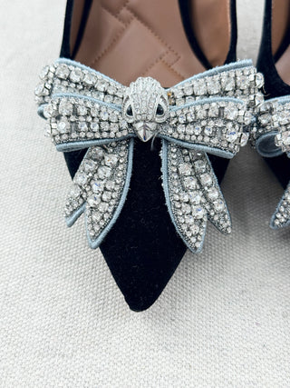 Kurt Geiger velvet pumps with crystal bow, 40