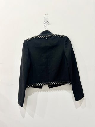 Isabel Marant Embellished Metal Ball Thick Crop Blazer Black Womens FR 34 / US 2