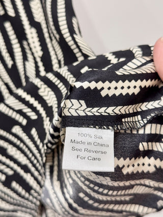 Parker Geometric Print Strapless A-Line Mini Dress Black/Cream Women's Size XS