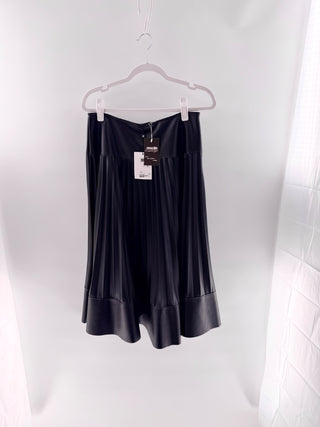 Dixie Long Pleated Faux Leather Skirt, M