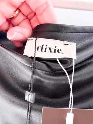 Dixie Long Pleated Faux Leather Skirt, M