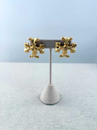 Tory Burch logo clip on earrings