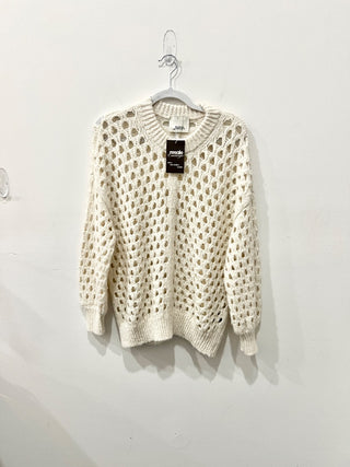 Isabel Marant Tane Alpaca Merino Wool Knit Oversized Sweater Cream 34 FR / US 2