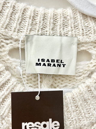 Isabel Marant Tane Alpaca Merino Wool Knit Oversized Sweater Cream 34 FR / US 2