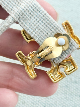 Tory Burch logo clip on earrings