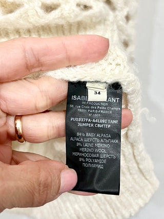 Isabel Marant Tane Alpaca Merino Wool Knit Oversized Sweater Cream 34 FR / US 2