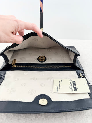 Tory Burch large clutch bag with tone in tone logo