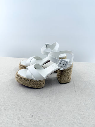 Christian Louboutin raffia and leather platform sandals, 36