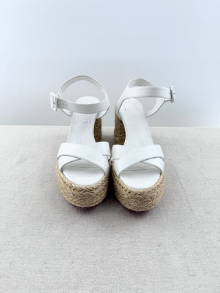 Christian Louboutin raffia and leather platform sandals, 36