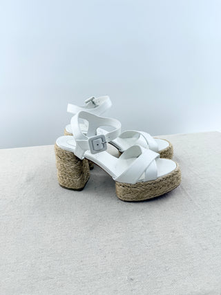 Christian Louboutin raffia and leather platform sandals, 36