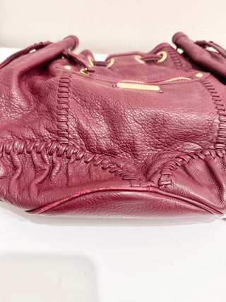 Isabella Fiore Leather Tassel Tie Burgundy Shoulder Handbag