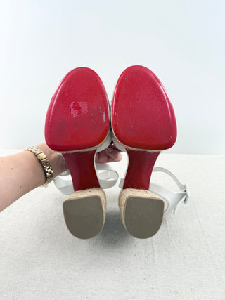 Christian Louboutin raffia and leather platform sandals, 36