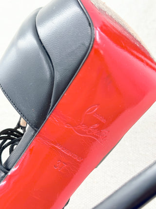 Christian Louboutin leather peep toe platform shoes with thin leather straps, 37