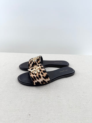 Tory Burch pony hair slides with logo, 6