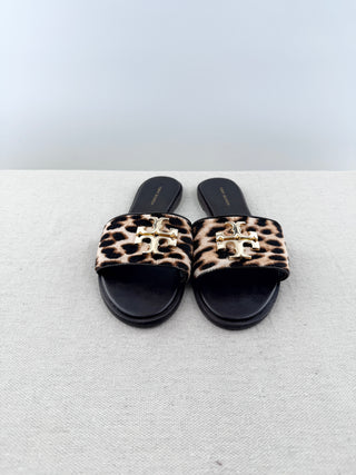 Tory Burch pony hair slides with logo, 6