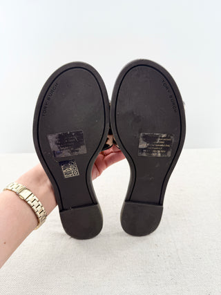 Tory Burch pony hair slides with logo, 6