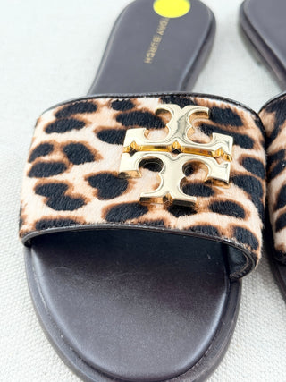 Tory Burch pony hair slides with logo, 6